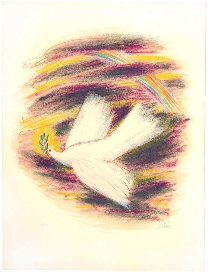 Reuven Rubin: II (And The Dove Came In To Him In The Evening): Title: Reuven Rubin: II (And The Dove Came In To Him In The Evening) Description: Artist: Reuven Rubin Title: II (And The Dove Came In To Him In The Evening) Type: Work on paper Date: 1972 Medium: