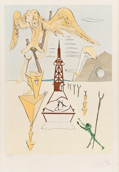 Salvador Dali: La Fusee: Title: Salvador Dali: La Fusee Description: Artist: Salvador Dali Title: La Fusee Date: 1975 Medium: Etching with color pochoir on Arches paper Dimensions: 20 x 14 1/4 in ; 50.8 x 36.2 cm Additional I