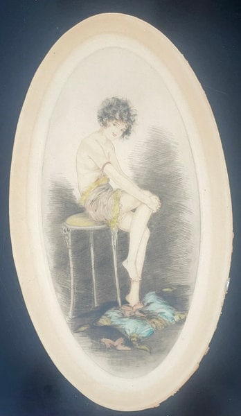 J. Dorval: Unititled: Title: J. Dorval: Unititled Description: Artist: J. Dorval Title: Unititled Medium: etching Dimensions: 15 x 8 1/2 in ; 38.1 x 21.6 cm Reserve: $300.00 Shipping: Domestic: Flat-rate of $100.00 t