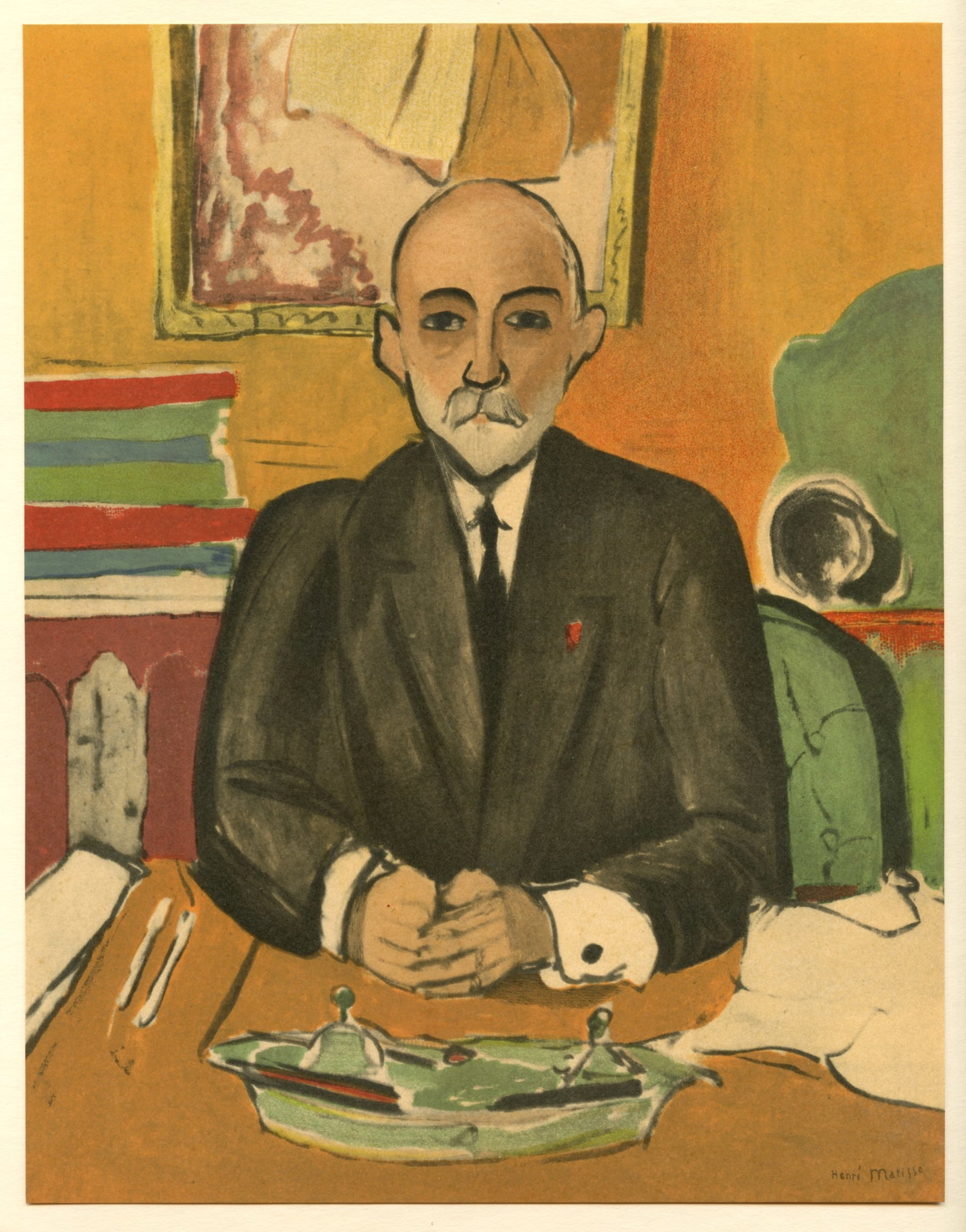 Henri Matisse lithograph "Auguste Pellerin": Title: Henri Matisse lithograph "Auguste Pellerin" Description: Medium: lithograph (after the painting). Printed in Paris on smooth wove paper at the atelier Mourlot and published in 1954. Size: 9 3/4