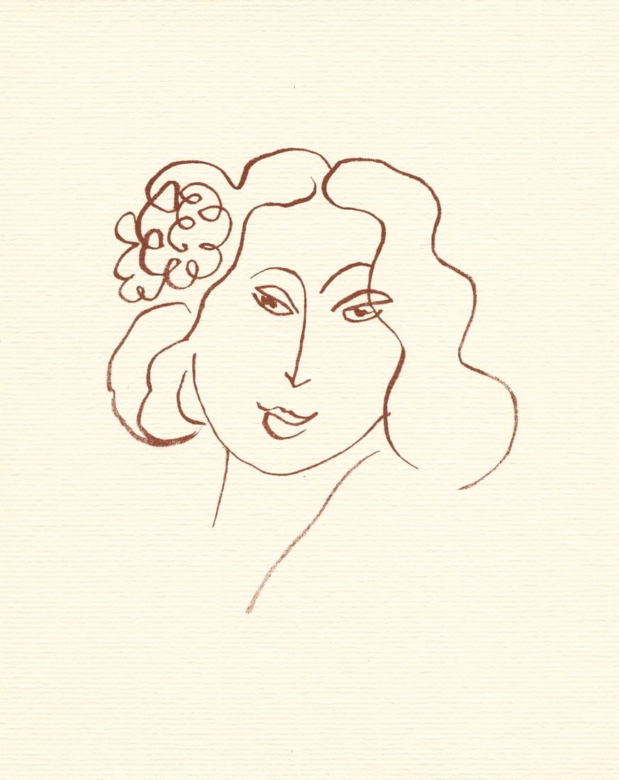 Henri Matisse lithograph | Florilege de Ronsard: Title: Henri Matisse lithograph | Florilege de Ronsard Description: Medium: lithograph (after the the original lithograph). Printed in sanguine ink on cream laid paper from the Papeteries Casteljoux a