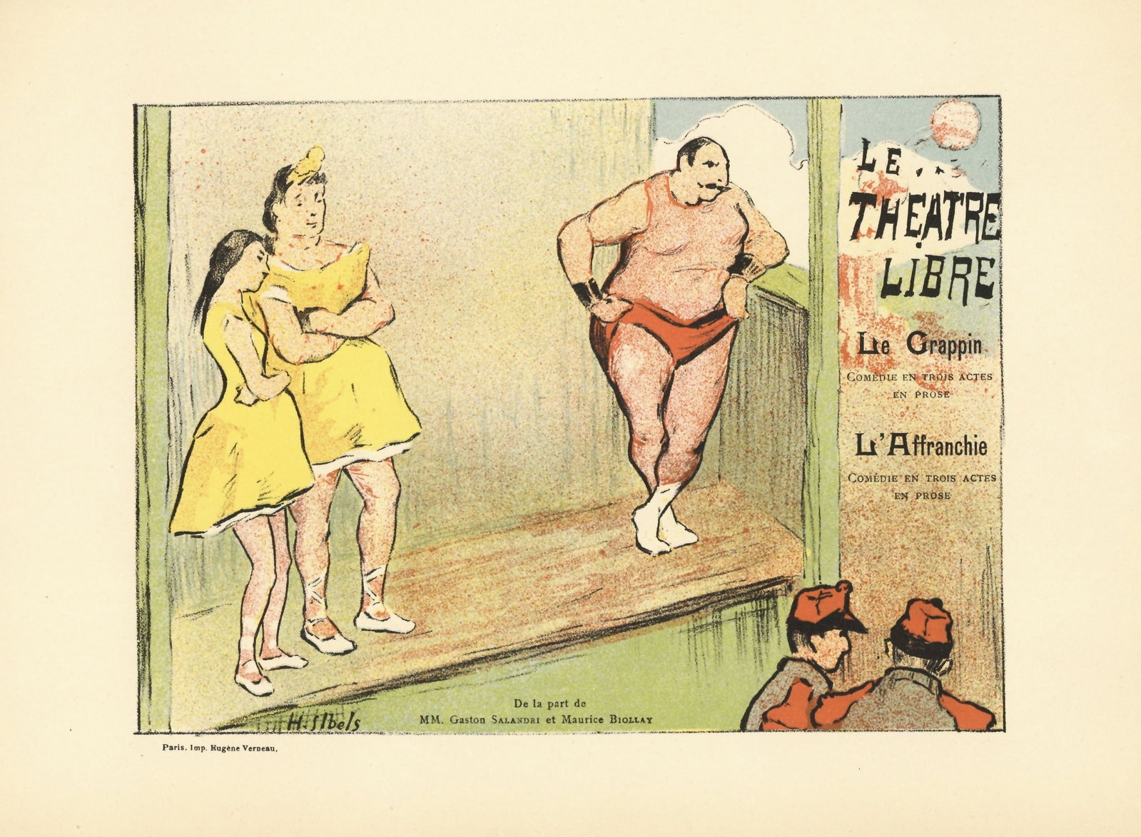 Henri-Gabriel Ibels lithograph poster "Le theatre Libre le Grappin": Title: Henri-Gabriel Ibels lithograph poster "Le theatre Libre le Grappin" Description: Medium: lithograph (after the poster). Printed in 1897 on smooth wove paper and published in Paris by Librairie 