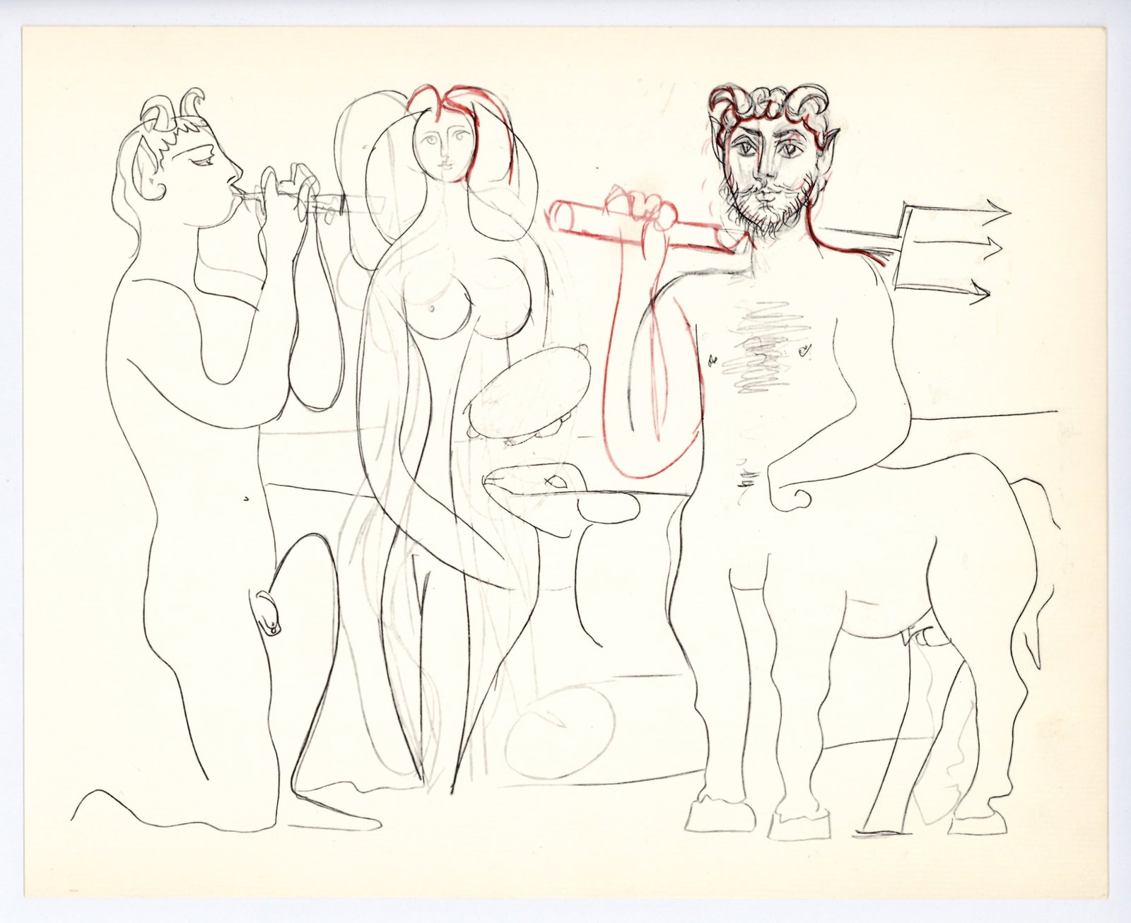 Pablo Picasso | Mythological Drawing, Antibes: Title: Pablo Picasso | Mythological Drawing, Antibes Description: Medium: offset lithograph (after the drawing). Printed in 1960 on cream laid paper and published in partnership with the Musee d'Antib