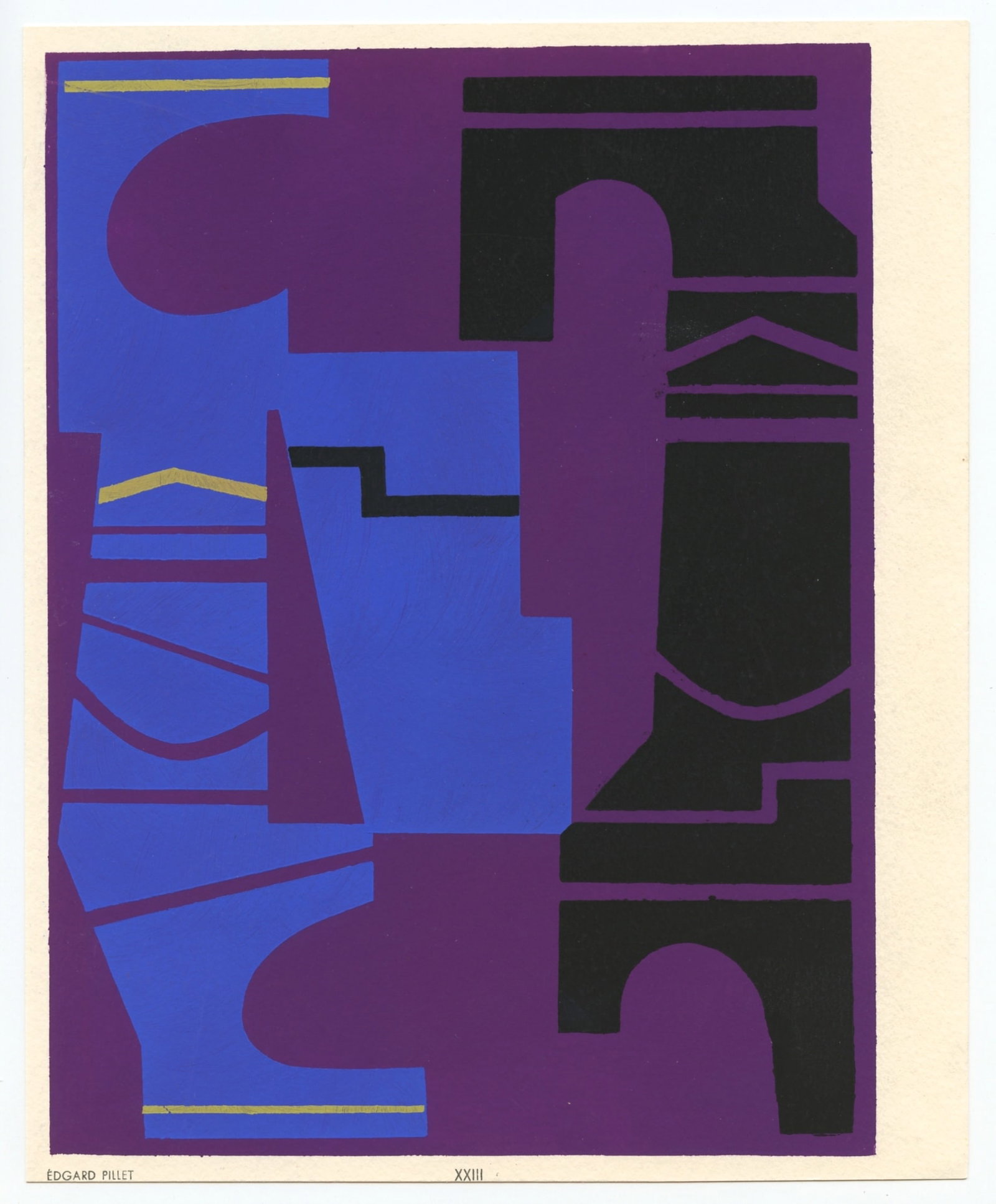 Edgard Pillet pochoir | Temoignages pour l'art abstrait: Title: Edgard Pillet pochoir | Temoignages pour l'art abstrait Description: Medium: pochoir. Printed in 1952 for the Temoignages pour l'art abstrait portfolio (Witnesses for Abstract Art) and publishe