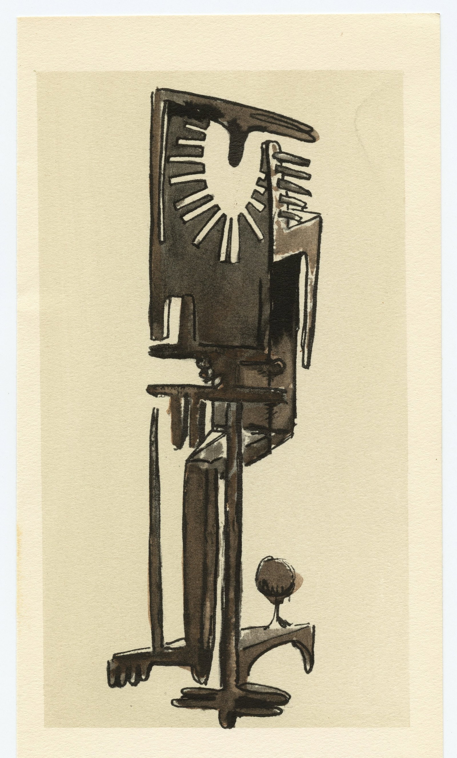 Julio Gonzalez pochoir "Personnage barbu": Title: Julio Gonzalez pochoir "Personnage barbu" Description: Medium: pochoir (after the watercolor). Printed in Paris in 1957 at the Daniel Jacomet atelier and published by the Galerie Berggruen for 
