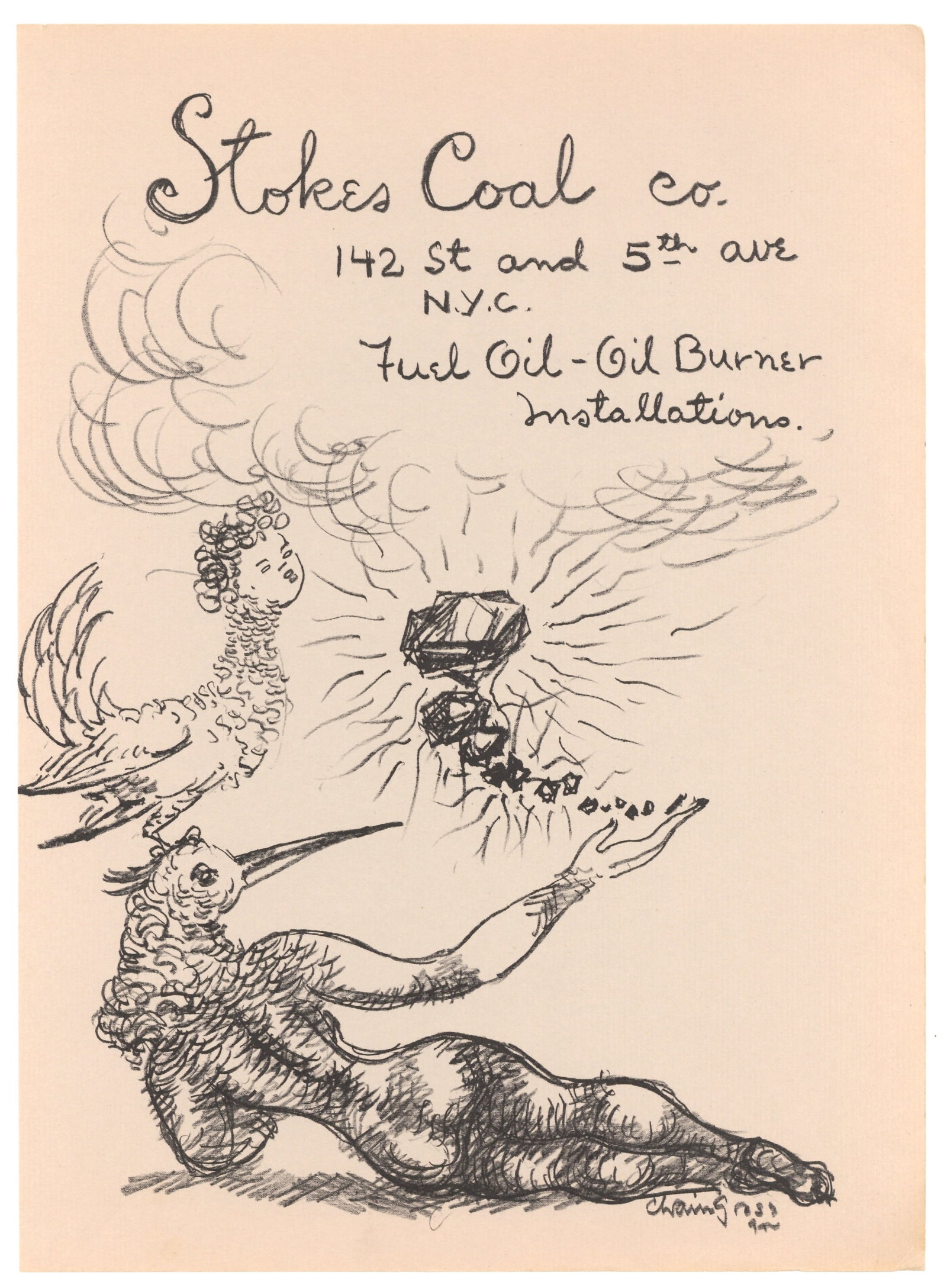Chaim Gross original lithograph: Title: Chaim Gross original lithograph Description: Medium: original lithograph. This lithograph was printed in 1953 for the "Improvisations" portfolio, published by the Artists Equity Association of 