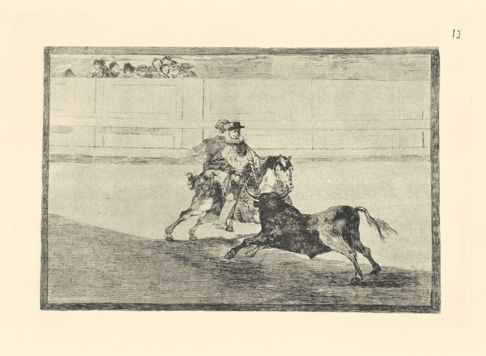 Francisco Goya "Tauromaquia" Plate 13: Title: Francisco Goya "Tauromaquia" Plate 13 Description: Medium: heliogravure (after the etching from Goya's Tauromaquia series). Printed in 1947 in a limited edition of 500 on Guarro laid paper,