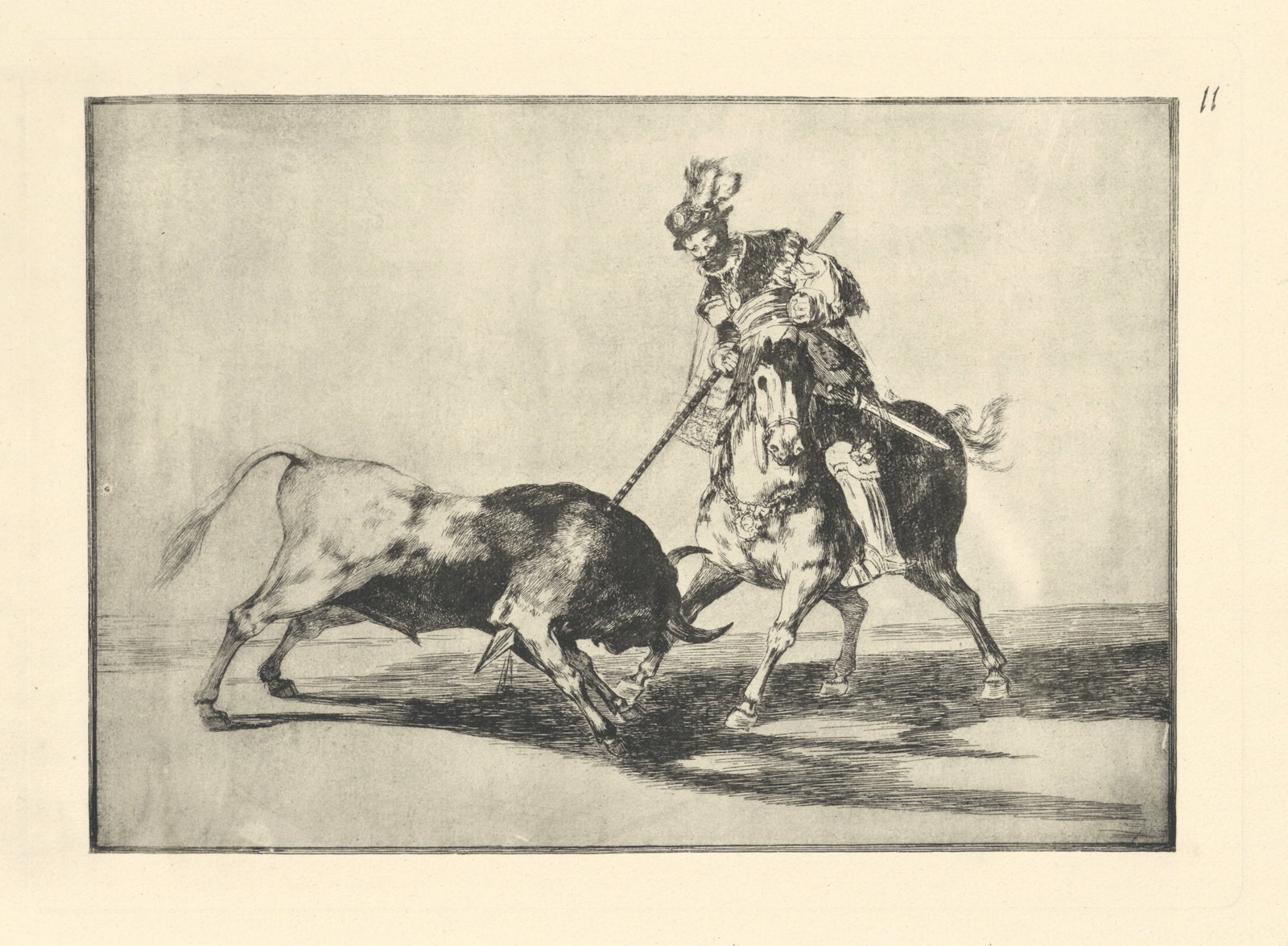 Francisco Goya "Tauromaquia" Plate 11: Title: Francisco Goya "Tauromaquia" Plate 11 Description: Medium: heliogravure (after the etching from Goya's Tauromaquia series). Printed in 1947 in a limited edition of 500 on Guarro laid paper,