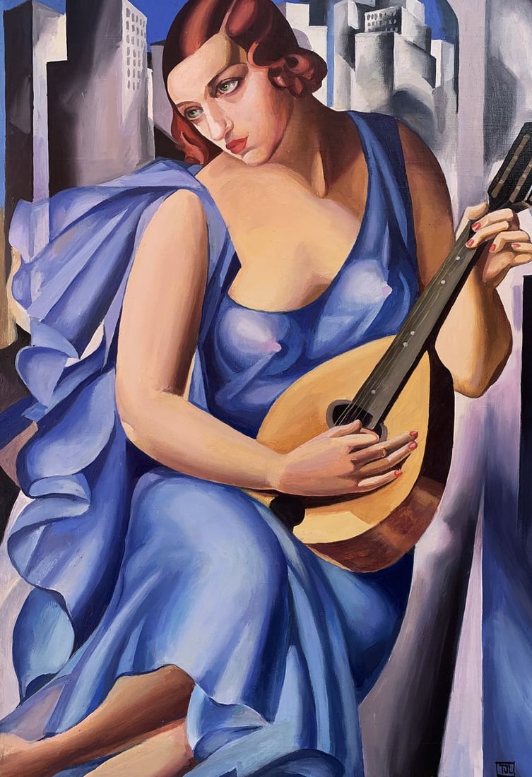Abstract oil painting Musician (based on paintings by Tamara Lempicka) Victor Konotopsky (1 of 9)