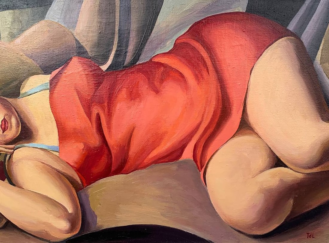 Oil painting Lady in Red (based on T. Lempicka) V. Konotopsky - 9