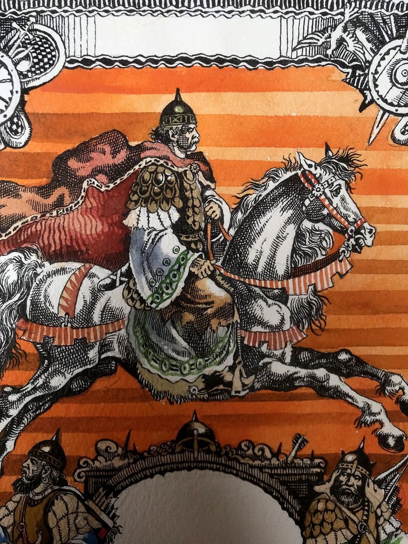 Watercolor painting King on horseback Alexander Arkadievich Litvinov - 5