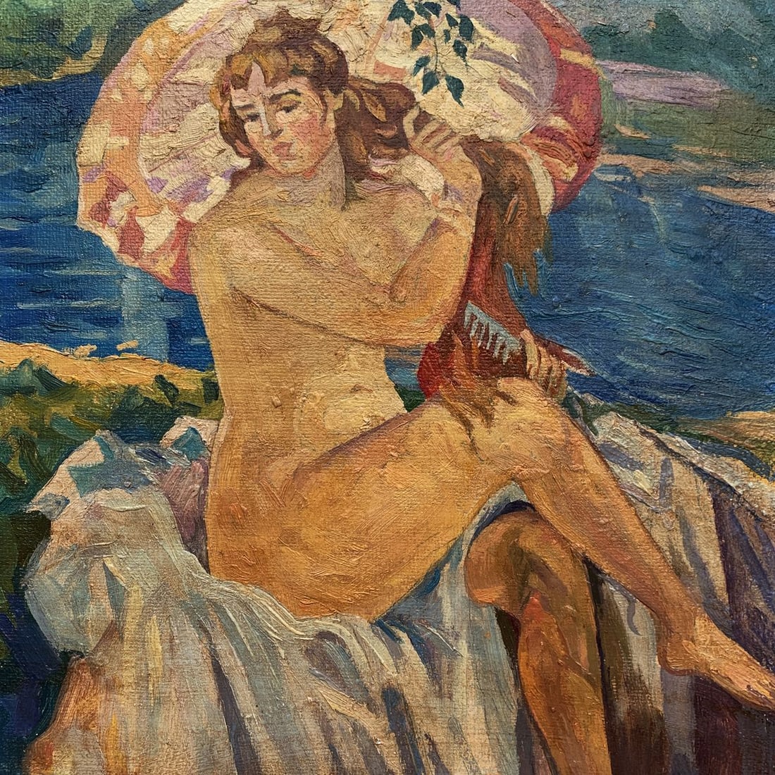 Oil painting A light breeze on the shore Unknown artist: Title: Oil painting A light breeze on the shore Unknown artist Description: No. 1821*** ABOUT THIS PAINTING **** TITLE: "A light breeze on the shore"* ARTISTS: Unknown artist* SIZE: 35x36 cm/13.77x14.