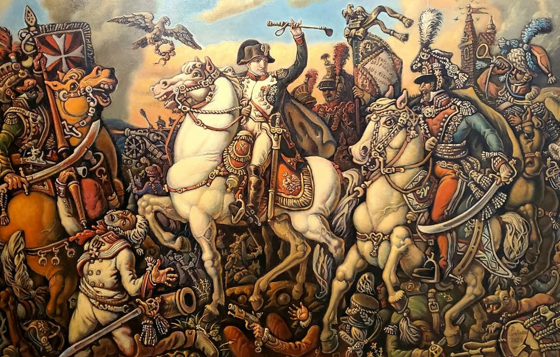 Oil painting Napoleon Daniil Litvinov: Title: Oil painting Napoleon Daniil Litvinov Description: No. Litv 1176*** ABOUT THIS PAINTING **** TITLE: "Napoleon" - Battle of Austerlitz - Triptych - Right side* ARTISTS: Daniil Litvinov* SIZE: 14