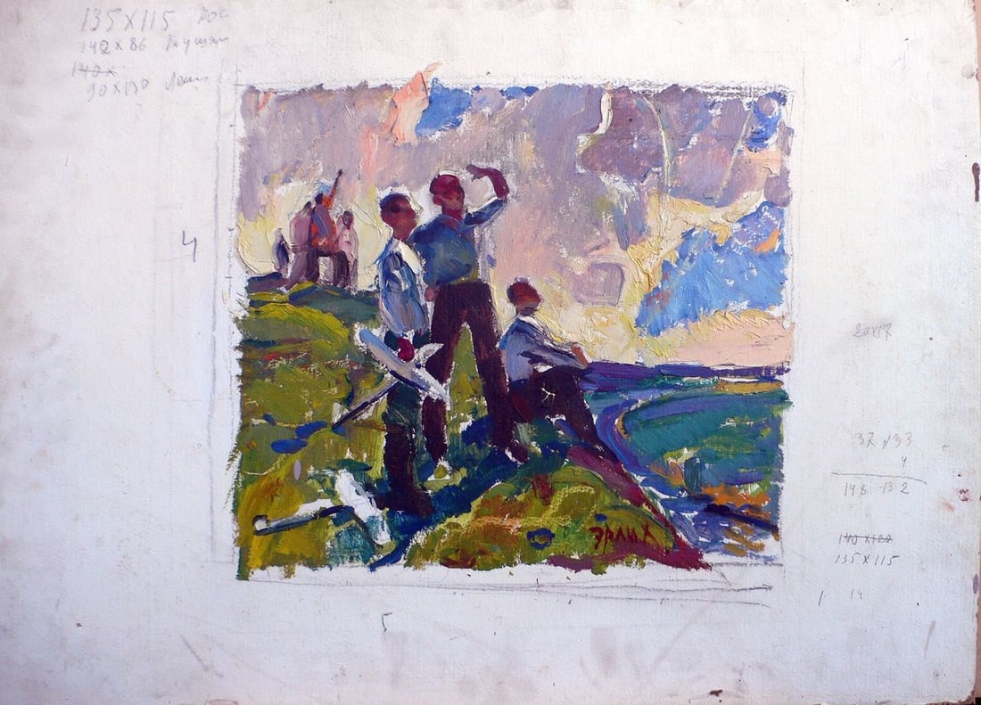 Oil painting Gliders Erlikh Vladimir Isaakovich: Title: Oil painting Gliders Erlikh Vladimir Isaakovich Description: No. Kork 24 *** ABOUT THIS PAINTING *** * TITLE: "Gliders" * ARTISTS: Erlikh Vladimir Isaakovich * SIZE: 50x70 cm/19.68x27.55