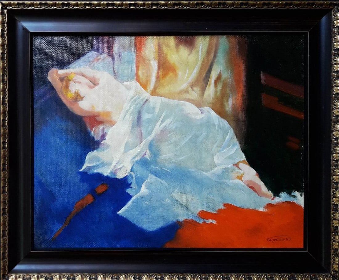 Oil painting Portrait of a girl Korkishko Vasily: Title: Oil painting Portrait of a girl Korkishko Vasily Description: No. Kork 90 *** ABOUT THIS PAINTING *** * TITLE: "Portrait of a girl" * ARTISTS: Korkishko Vasily * SIZE: 35x45 cm/13.77x17.71 inch