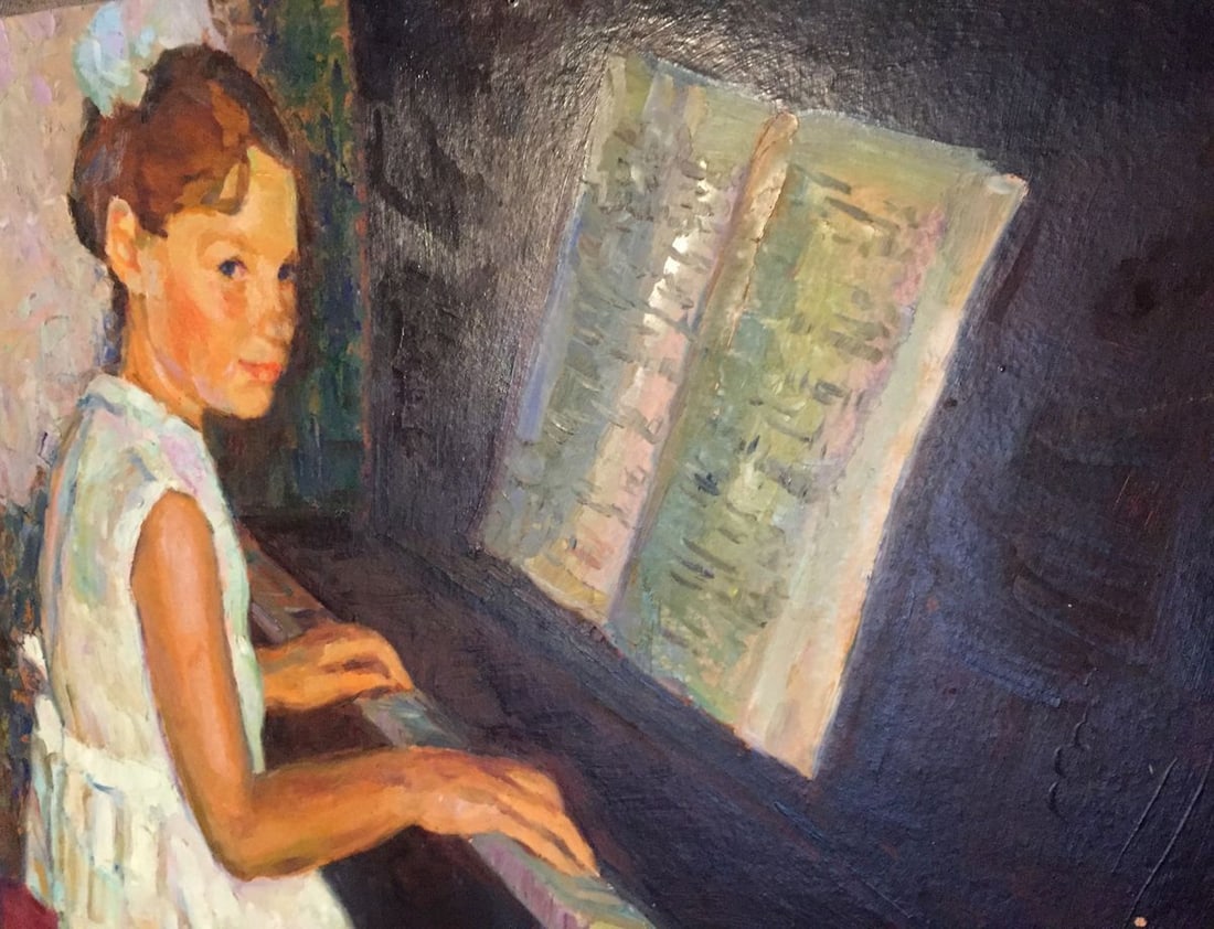 Oil painting Girl at the piano - 8