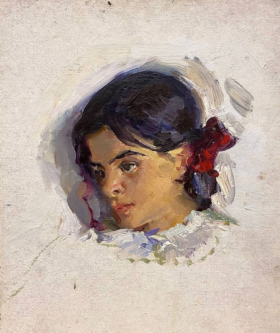 Oil painting Portrait of a girl Stil' Leonid Mikhaylovich: Title: Oil painting Portrait of a girl Stil' Leonid Mikhaylovich Description: No. GS 357*** ABOUT THIS PAINTING **** TITLE: "Portrait of a girl"* ARTISTS: Stil' Leonid Mikhaylovich* SIZE: 35.5x29.5 cm