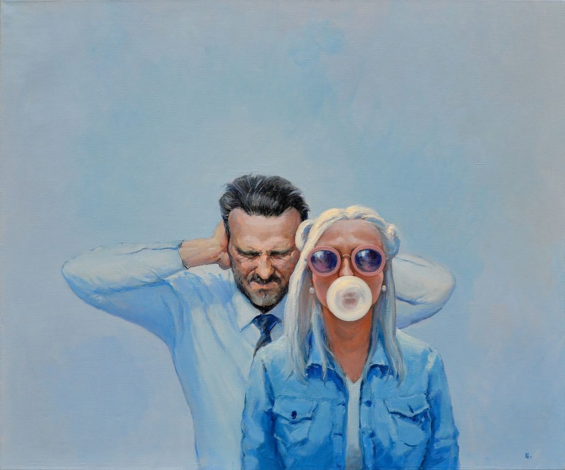 Oil painting Dubble Bubble Oleg Kateryniuk: Title: Oil painting Dubble Bubble Oleg Kateryniuk Description: No. Kat 1 Do you know what it's like to be caught between a rock and a hard place? To be constantly guessing which way she'll swing?