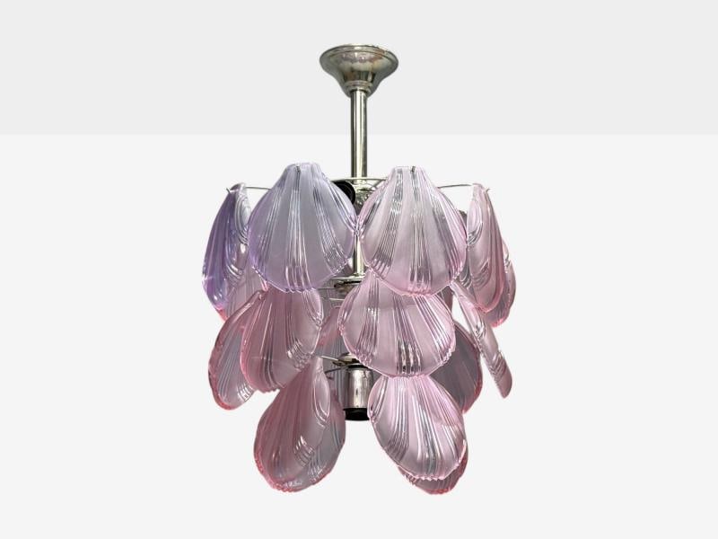 Mid-Century Modern, Purple Shell Motif Murano Glass, Pendant Light, 1960s - 2