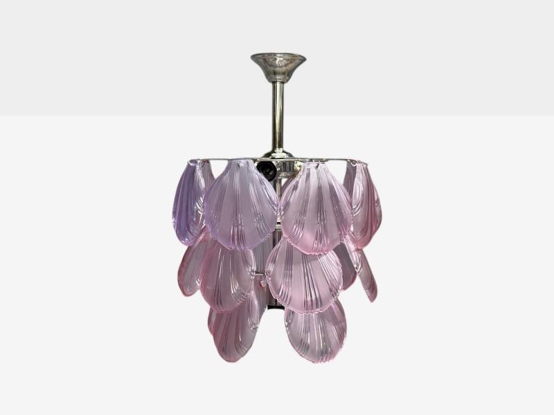 Mid-Century Modern, Purple Shell Motif Murano Glass, Pendant Light, 1960s - 3
