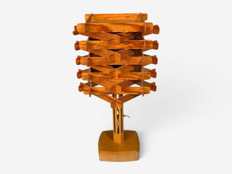 Swedish Modern, Large Table Lamp, Lacquered Pine, Sweden, 1970s - 2