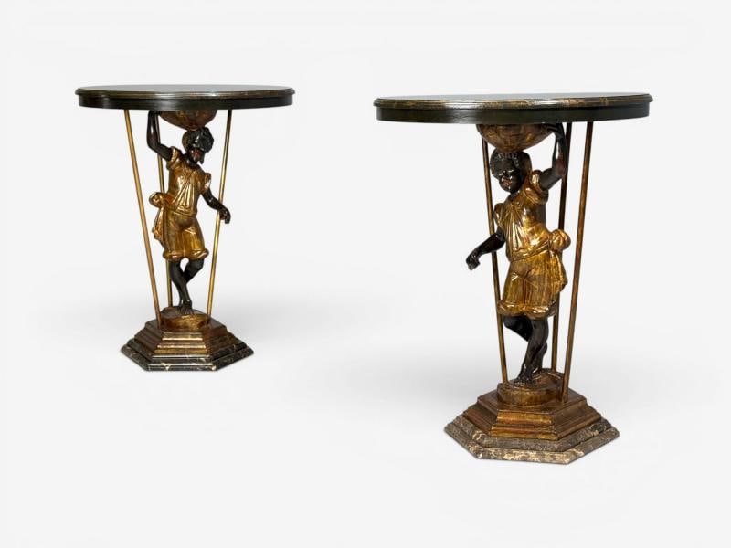 18th/19th c. Italian, Venetian Blackamoor Gueridons, Opposing Figures, Marble - 6