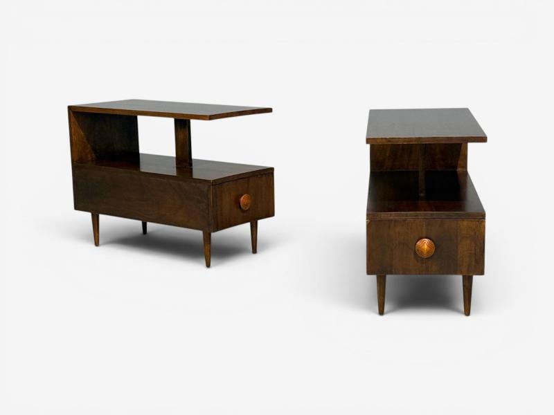Gilbert Rohde, Rare Paldao End Tables, Walnut, USA, 1940s - 2