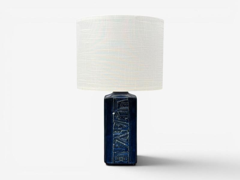 Désirée Stentøj, Blue Glazed Stoneware, Large Table Lamp, Denmark, 1970s - 2
