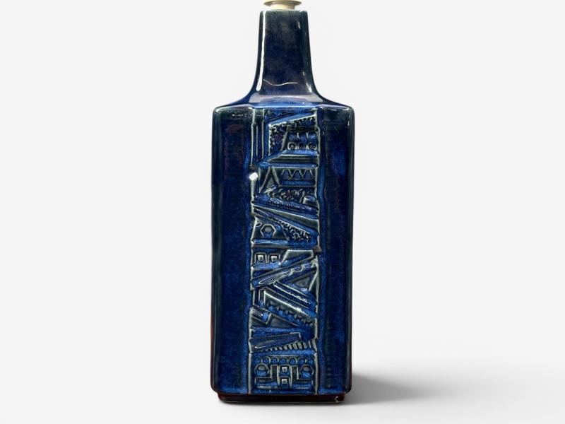 Désirée Stentøj, Blue Glazed Stoneware, Large Table Lamp, Denmark, 1970s - 7
