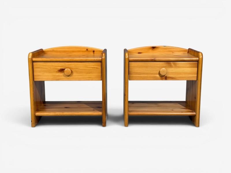 Swedish Modern, Bedside Tables, Knotty Pine, Sweden, 1960s - 11