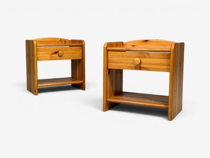 Swedish Modern, Bedside Tables, Knotty Pine, Sweden, 1960s - 2