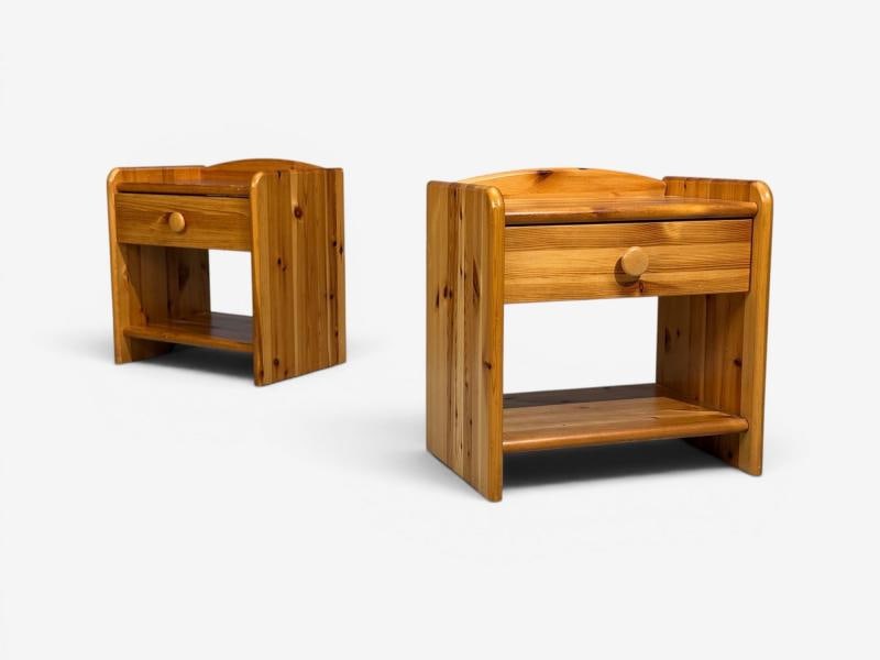 Swedish Modern, Bedside Tables, Knotty Pine, Sweden, 1960s - 3