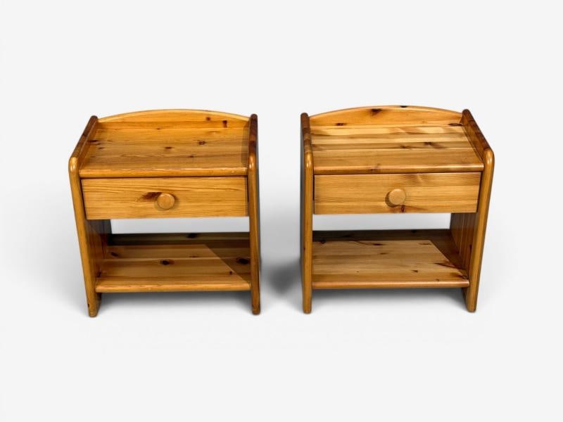 Swedish Modern, Bedside Tables, Knotty Pine, Sweden, 1960s - 5