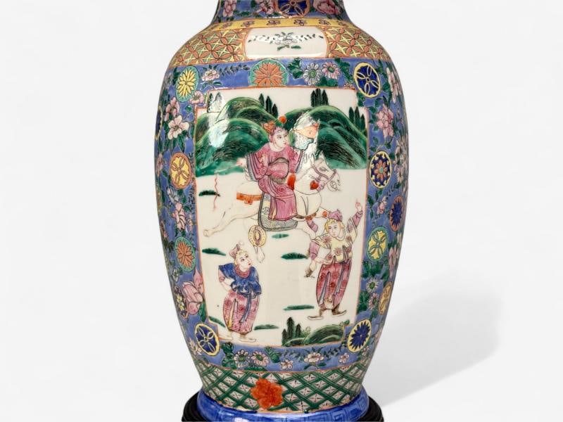 Famille Rose, Large Chinese Table Lamps, Porcelian, Rosewood, China, 19th c. - 7