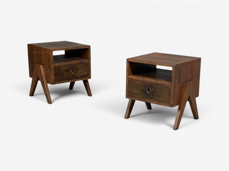 Pierre Jeanneret, Nightstands, Teak, Chandigarh, India, 1960s - 2