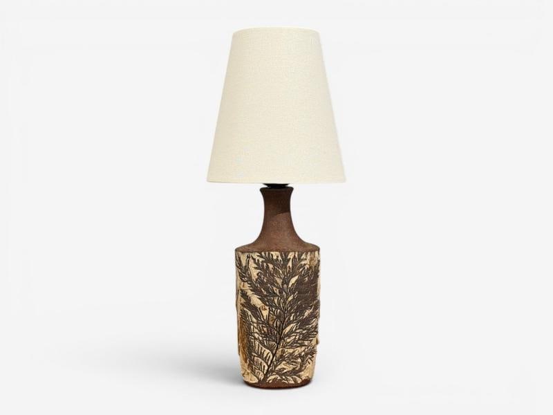 Bodil Marie Nielsen, Table Lamp, Brown Stoneware, Denmark, 1960s - 7