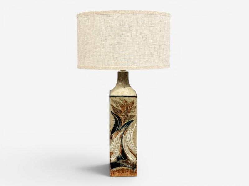 Ursula Printz, Large Table Lamp, Brown Stoneware, Denmark, 1960s - 7