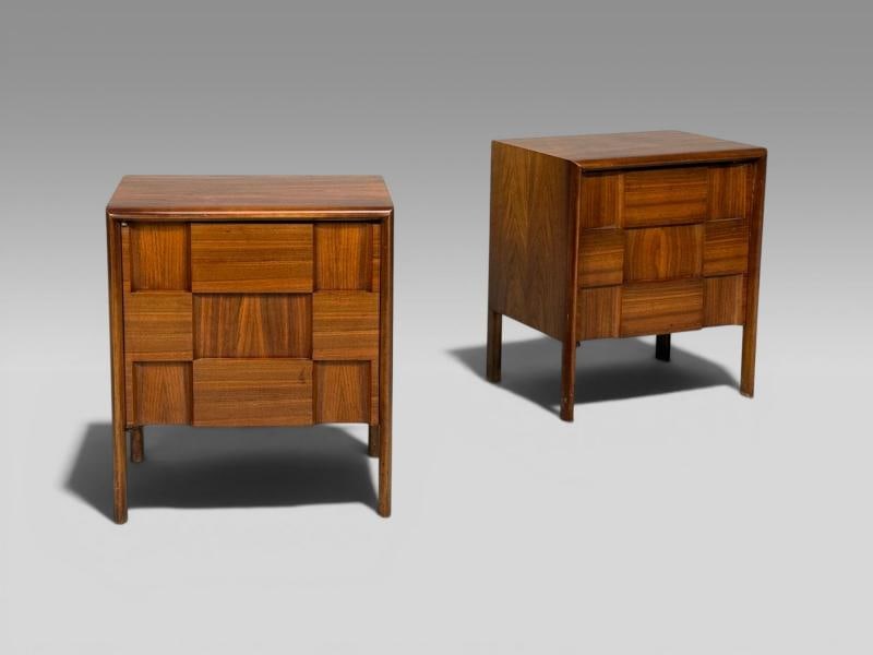 Edmond J. Spence, Sculptural Nightstands, Walnut, Sweden, 1950s - 2