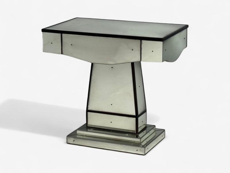 Mid-Century Modern Style, Painted Wood, Distressed Glass, Mirrored Nightstands - 4