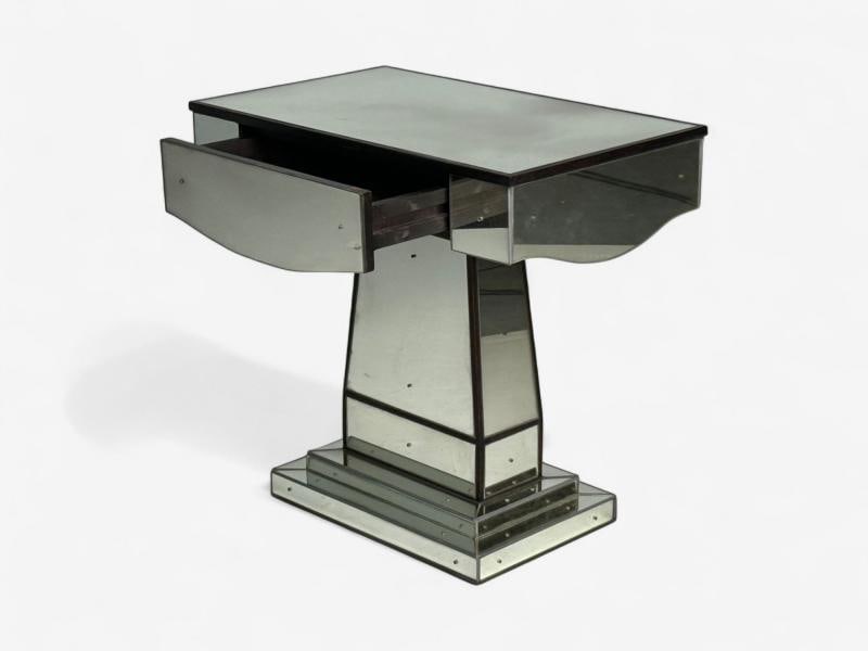 Mid-Century Modern Style, Painted Wood, Distressed Glass, Mirrored Nightstands - 6