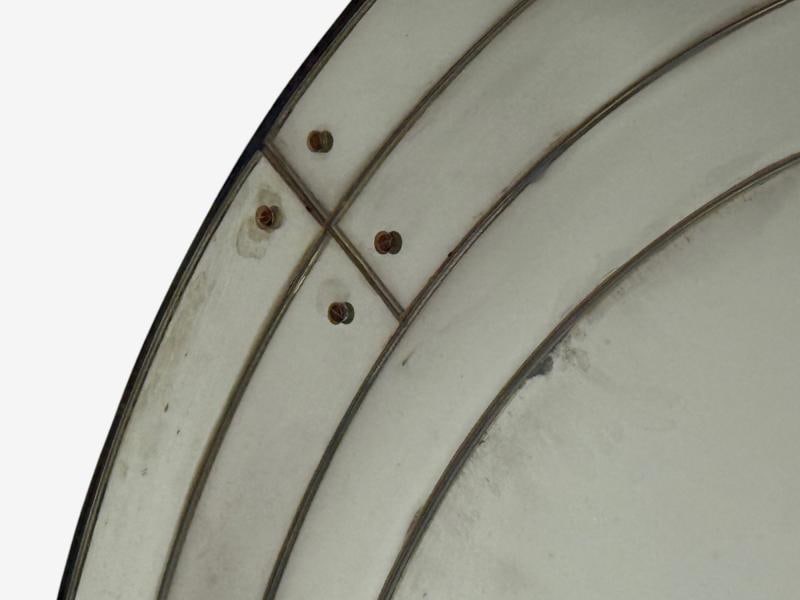 Art Deco Style, Antique Glass, Painted Wood, Round Venetian Wall Mirror - 4