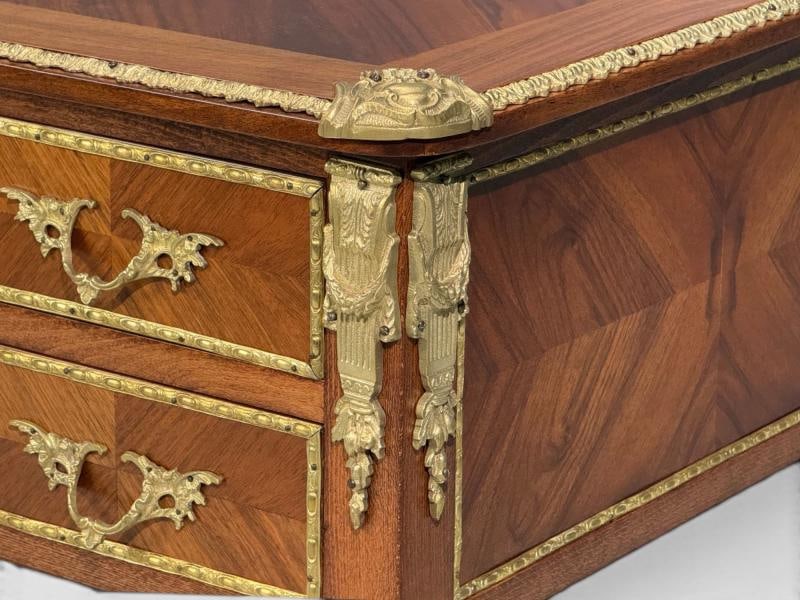 Louis XVI Style, Writing Desk, Bookmatched Walnut, Bronze, France, 1920s - 7