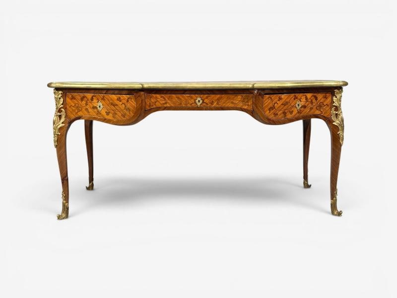 Louis XV Style, Executive Desk, Marquetry, Leather, Bronze, France, 19th/20th c. - 4