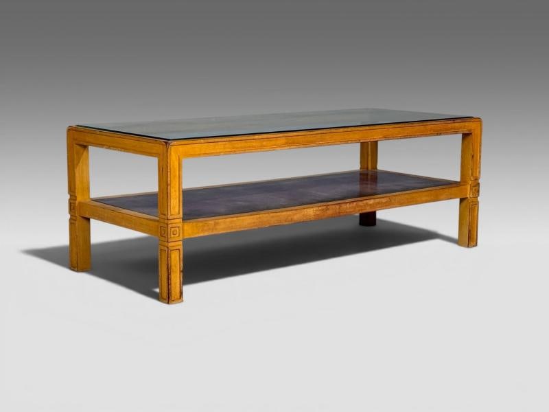 Tommi Parzinger, Coffee Table, Bleached Mahogany, Leather, USA, 1930s - 3