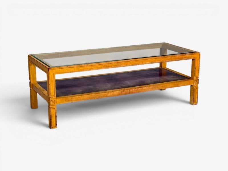 Tommi Parzinger, Coffee Table, Bleached Mahogany, Leather, USA, 1930s - 5