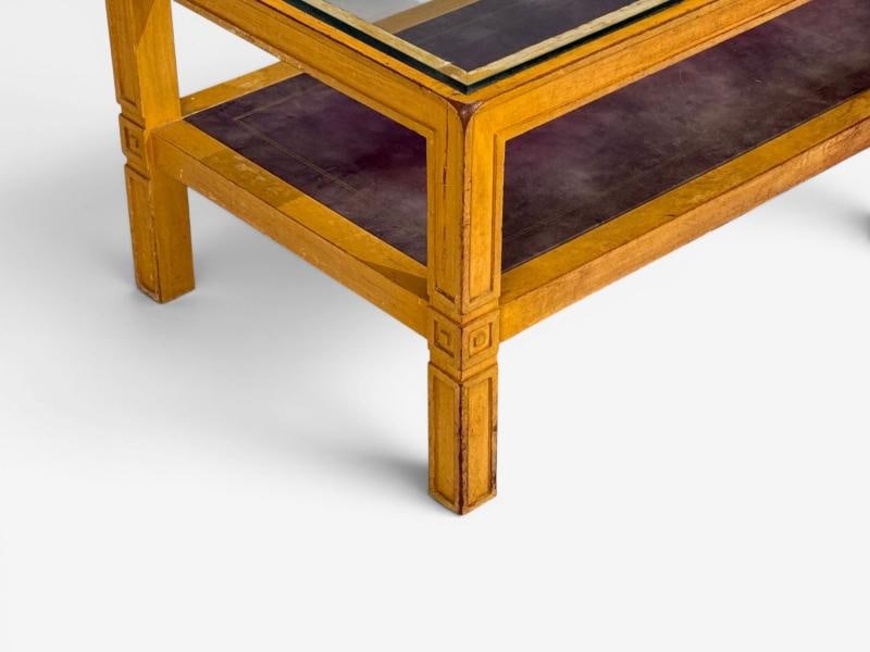 Tommi Parzinger, Coffee Table, Bleached Mahogany, Leather, USA, 1930s - 8