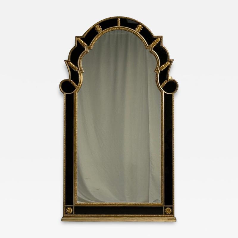 Theodore Alexander, Queene Anne Style, Wall Mirror, Black Glass, Gilt Metal - 2