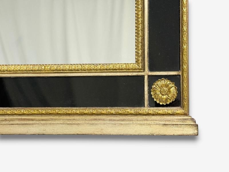 Theodore Alexander, Queene Anne Style, Wall Mirror, Black Glass, Gilt Metal - 7