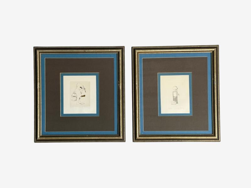 Charles Bragg, Two Etchings, Nasty Series, Signed and Stamped, American, 20th c. - 2