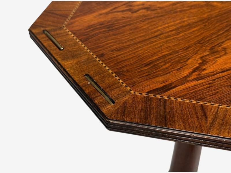 Baker Furniture, Tilt-Top End Table, Mahogany, Rosewood, Brass, USA, 1970s - 7